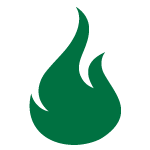 Green Mountain Grills logo featuring a stylized green flame, representing wood-fired grilling technology and innovation.