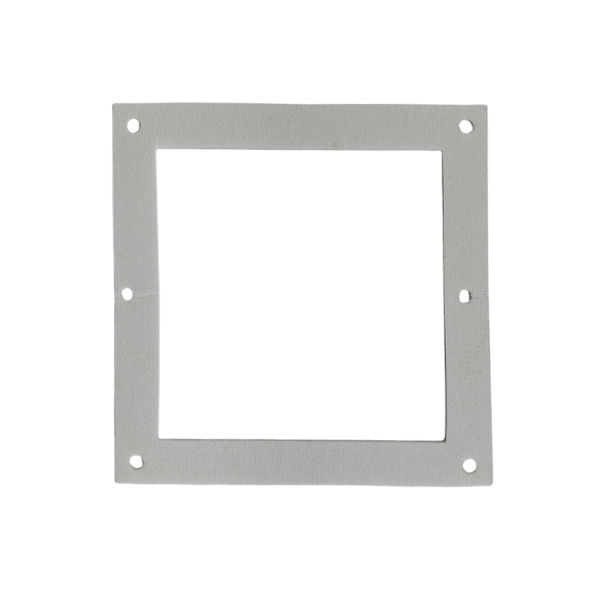 Combustion fan gasket for Jim Bowie grill model, square shape with mounting holes, essential replacement part for grill maintenance.