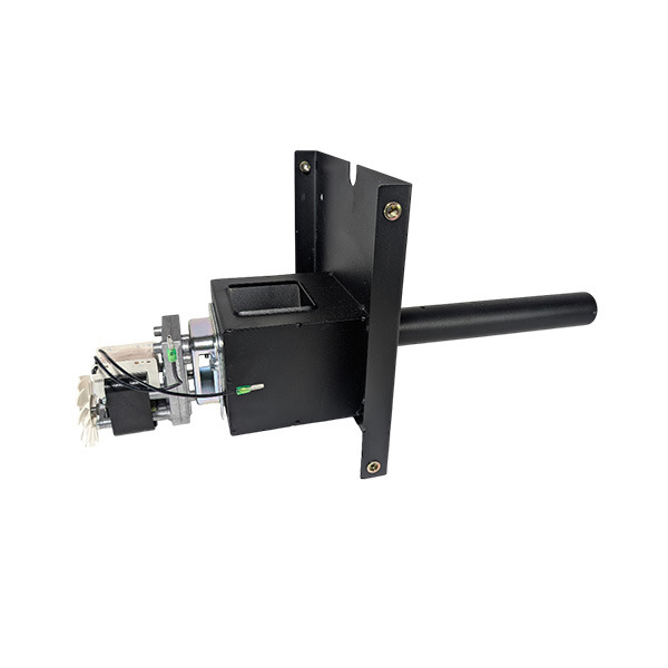 Auger assembly component for Green Mountain Grills Jim Bowie model, featuring black metal housing and attached motor.