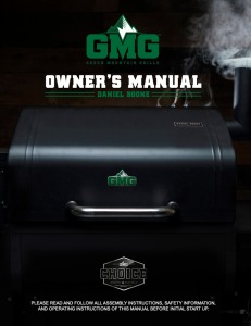 Green Mountain Grills manuals page showing various grill models and accessories for user support and information.