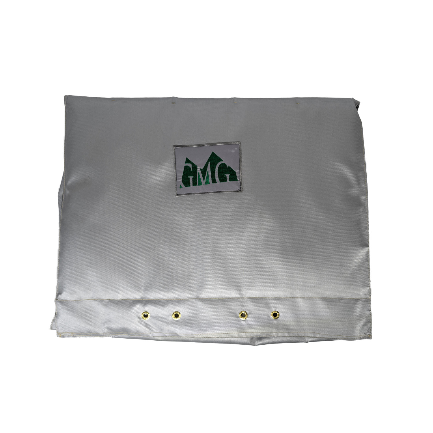 Thermal blanket for Daniel Boone grill in light grey with GMG logo, designed to retain heat and reduce pellet usage.