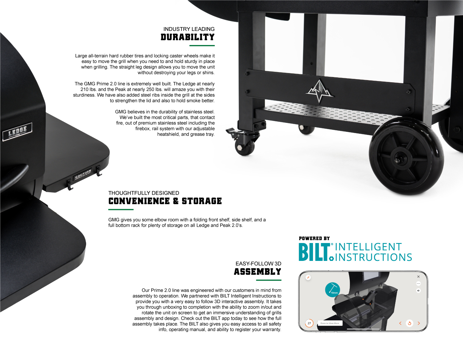 Prime 2.0 wood pellet grill by Green Mountain Grills with innovative features and outdoor cooking accessories displayed.